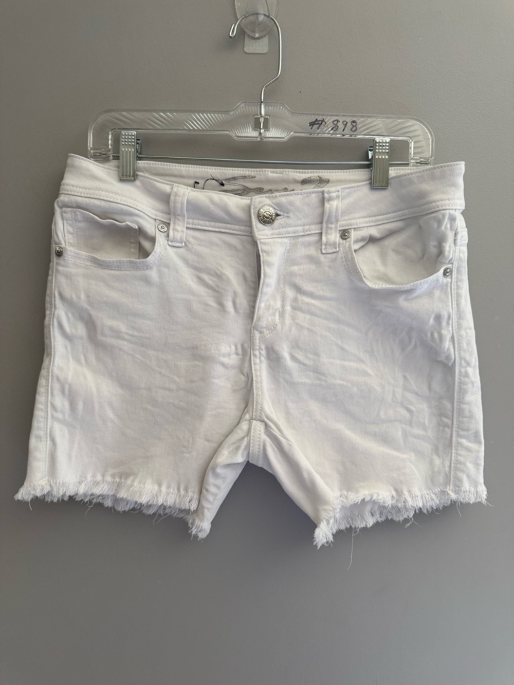 Seven7 Womens White Denim Cutoff Shorts SZ 8 Cotton Spandex Casual Summer Spring